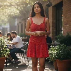 wild fable Red Polka Dot Tie-Front Mini Dress
